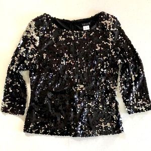 Shimmery black and silver sequined top